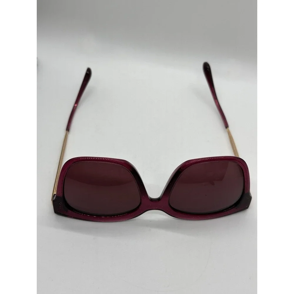 DIFF Eyewear Bella Oversized Square Sunglasses Pink Burgundy Gold‎ w Case EUC!